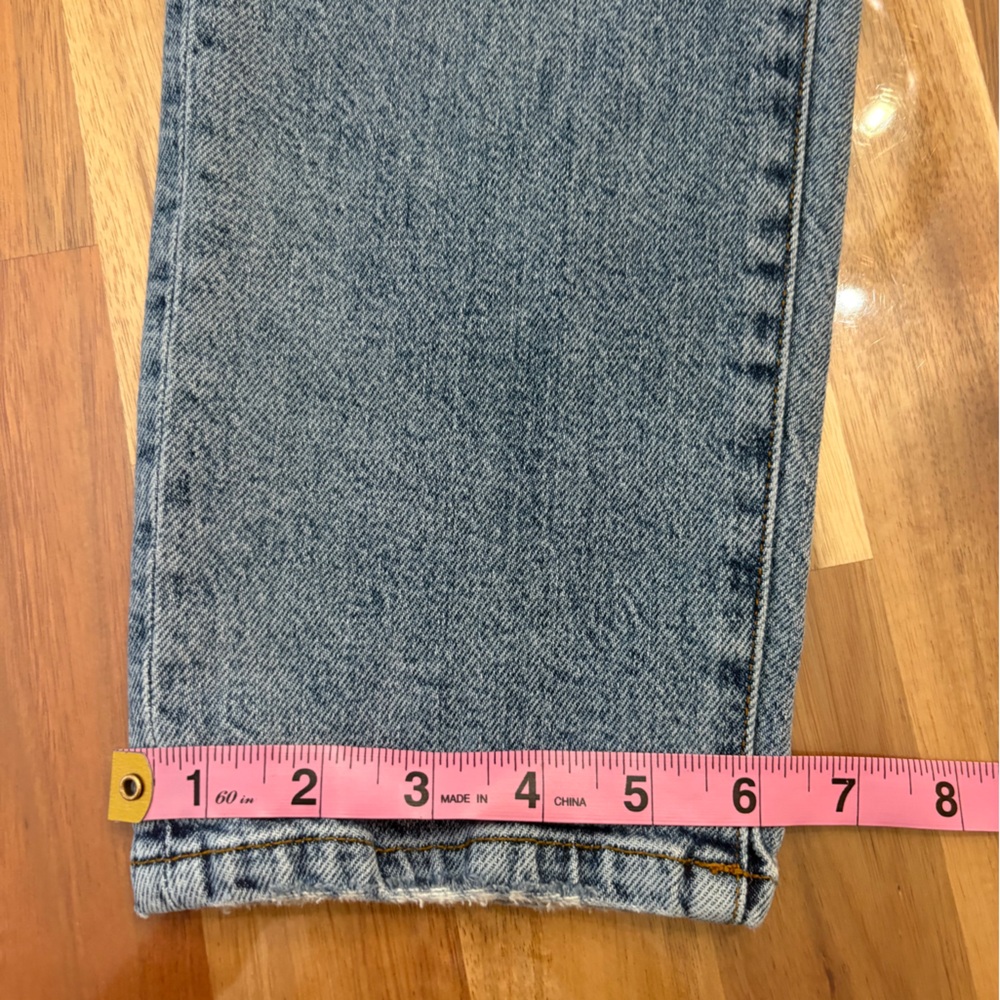 Zara Sz 4 Light Wash High Rise Mom Blue Denim Jeans Straight Leg Ribbed Y2K - Picture 9 of 10